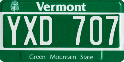 VT license plate YXD707