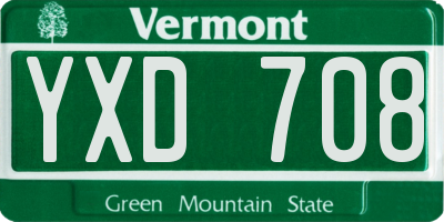 VT license plate YXD708