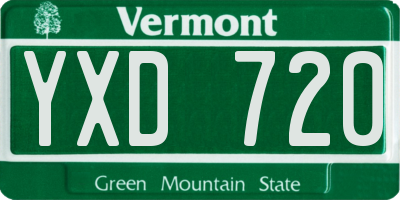 VT license plate YXD720
