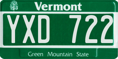 VT license plate YXD722