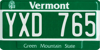 VT license plate YXD765