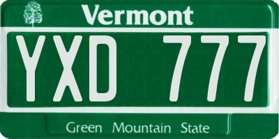 VT license plate YXD777