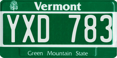 VT license plate YXD783