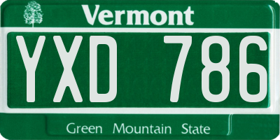 VT license plate YXD786