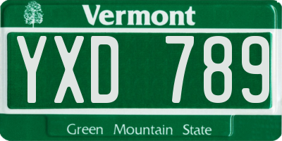 VT license plate YXD789