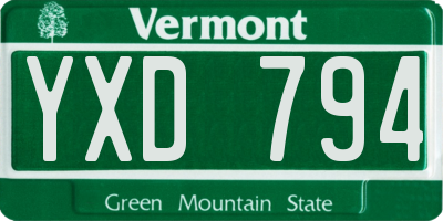 VT license plate YXD794