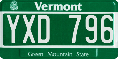 VT license plate YXD796