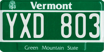 VT license plate YXD803