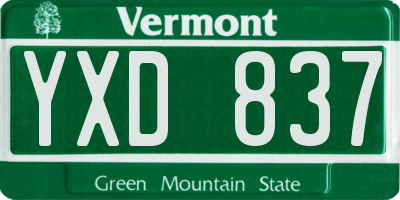 VT license plate YXD837