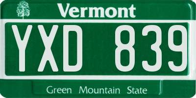VT license plate YXD839