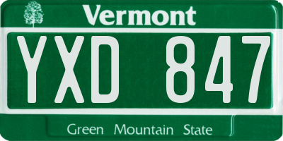 VT license plate YXD847