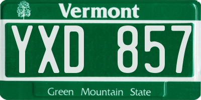 VT license plate YXD857