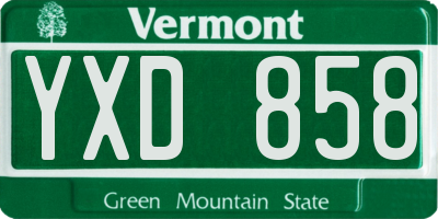 VT license plate YXD858