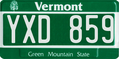 VT license plate YXD859