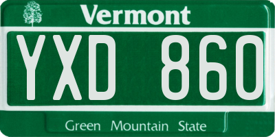 VT license plate YXD860
