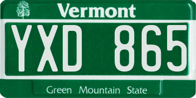 VT license plate YXD865