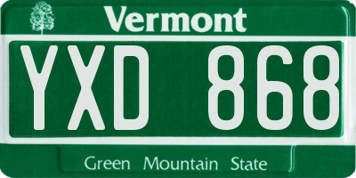 VT license plate YXD868