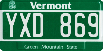 VT license plate YXD869