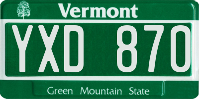 VT license plate YXD870