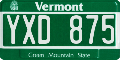 VT license plate YXD875