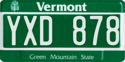 VT license plate YXD878