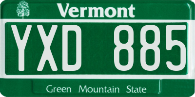 VT license plate YXD885