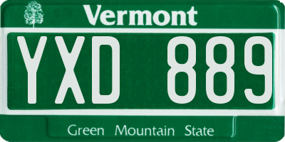 VT license plate YXD889