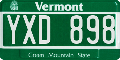VT license plate YXD898