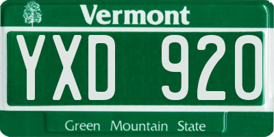 VT license plate YXD920