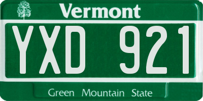 VT license plate YXD921