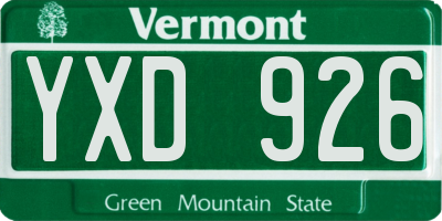 VT license plate YXD926