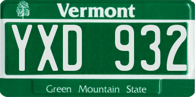 VT license plate YXD932