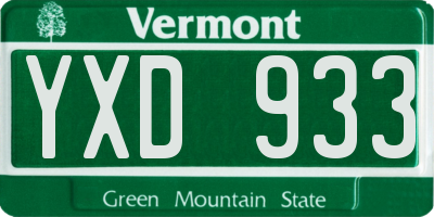 VT license plate YXD933