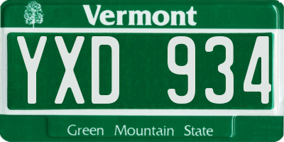 VT license plate YXD934