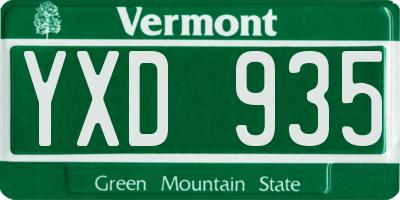 VT license plate YXD935