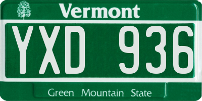 VT license plate YXD936