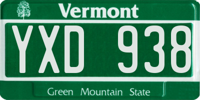 VT license plate YXD938