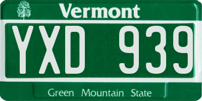 VT license plate YXD939
