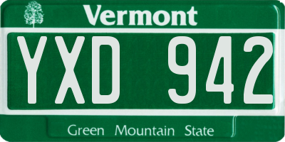 VT license plate YXD942