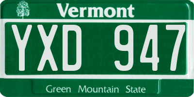 VT license plate YXD947
