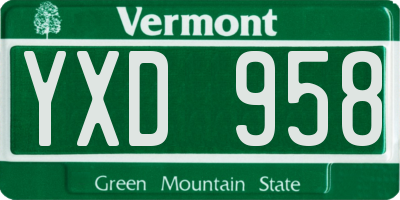 VT license plate YXD958