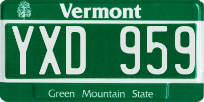 VT license plate YXD959
