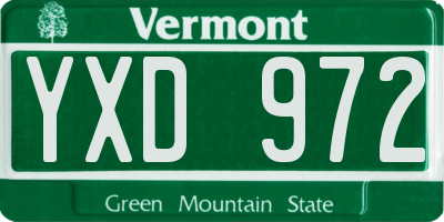 VT license plate YXD972