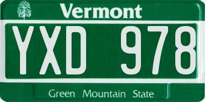 VT license plate YXD978
