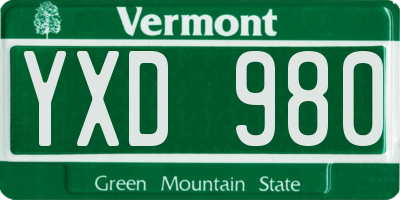 VT license plate YXD980