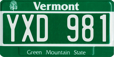 VT license plate YXD981