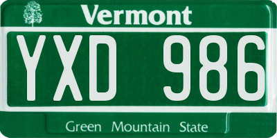 VT license plate YXD986