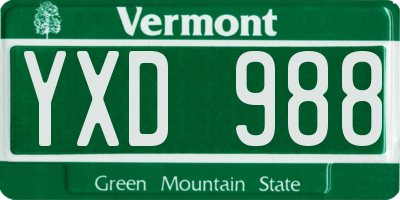 VT license plate YXD988
