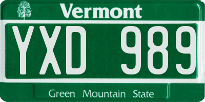 VT license plate YXD989