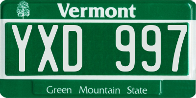 VT license plate YXD997